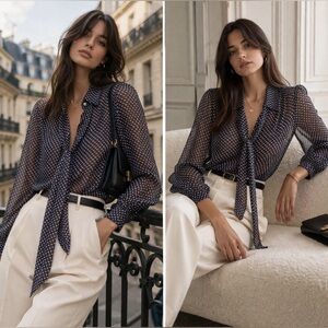 NWT Equipment Linetta 100% Silk Tie Blouse | XS (US 0-2) | Perfect Condition